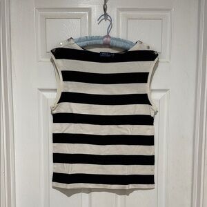 Polo by Ralph Lauren Women's Tank Top in Black and Cream Stripes